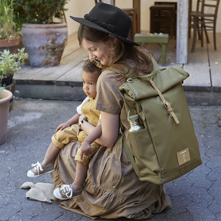 Sac à dos à langer Rolltop Green Label - Olive  