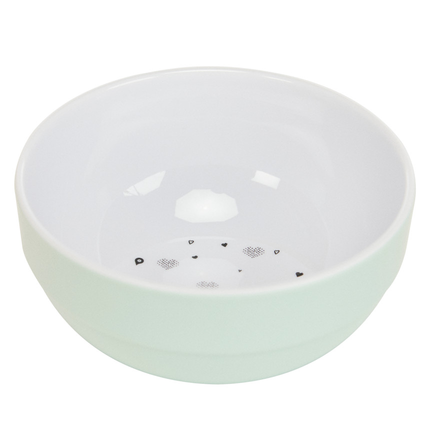 Bol en mélamine imprimé cœurs vert 