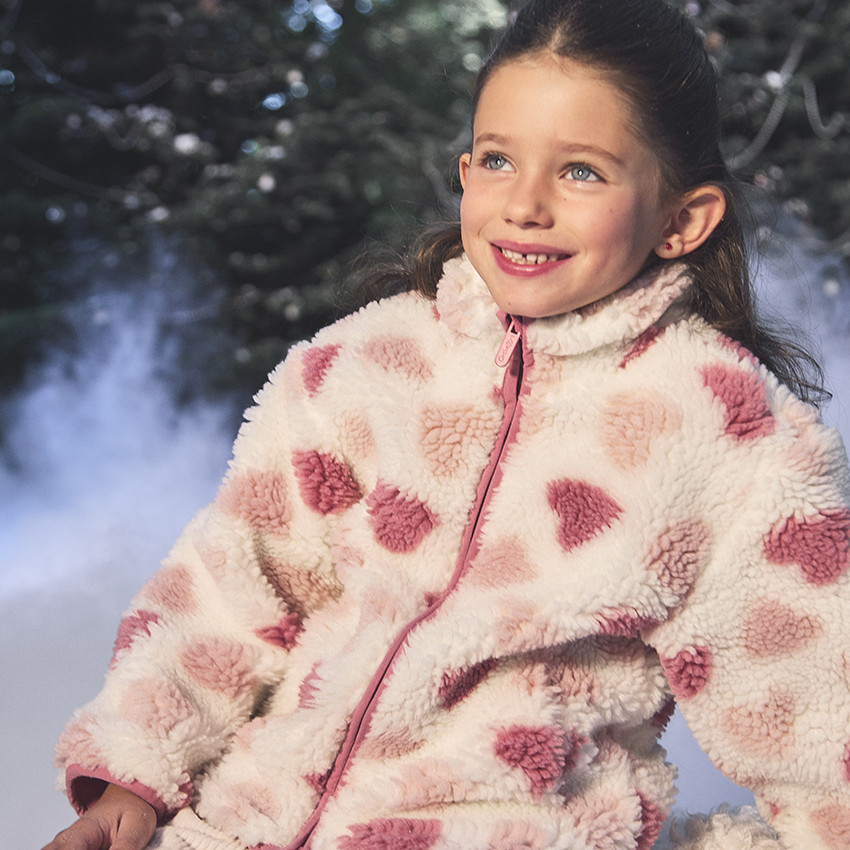 Veste en sherpa imprimé cœurs pour fille 
