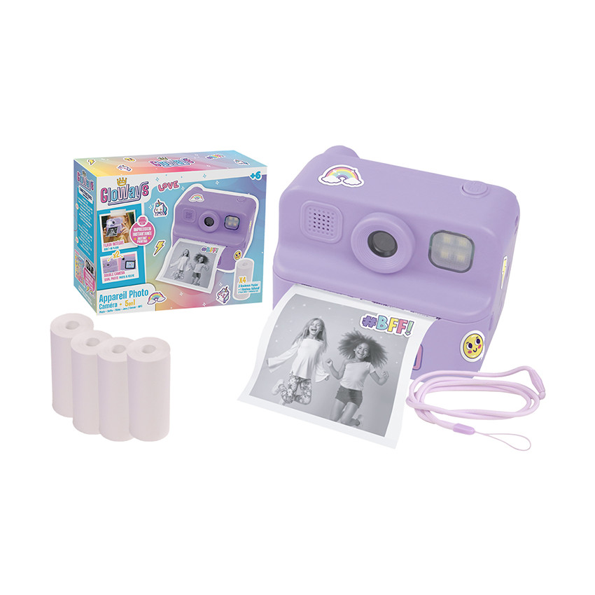 Appareil photo instantané 5 en 1 violet + 4 rouleaux 