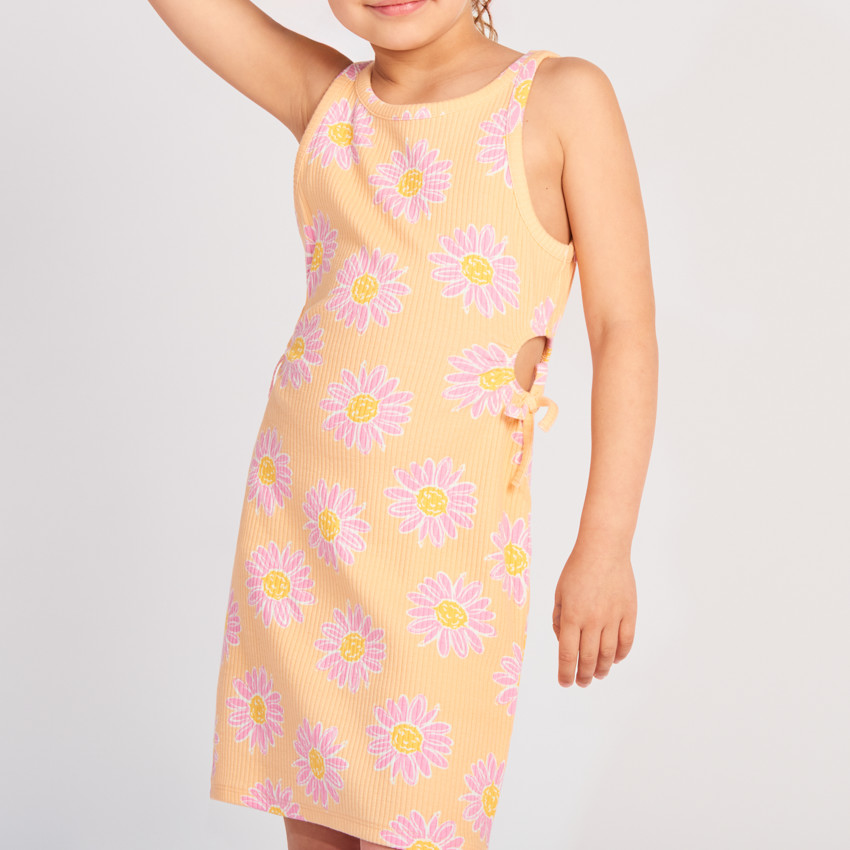 Robe sans manches ajourée imprimé fleurs pour fille 