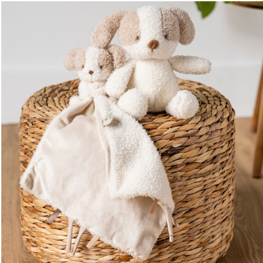 Doudou avec peluche chien - Teddy - Ecru  