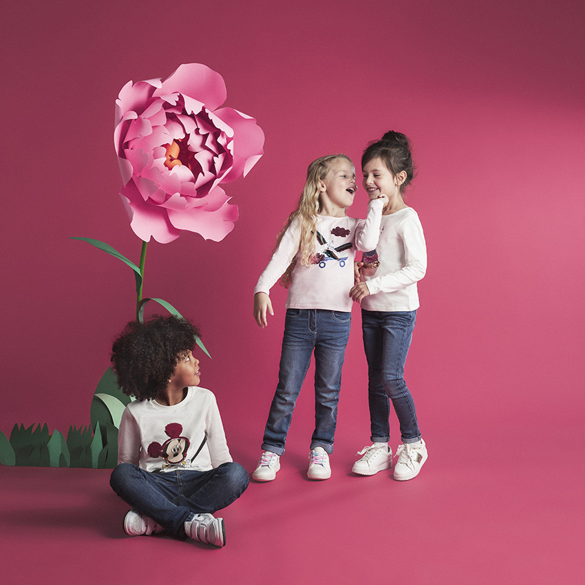 T-shirt manches longues en jersey print Mickey Disney et sequins magiques 