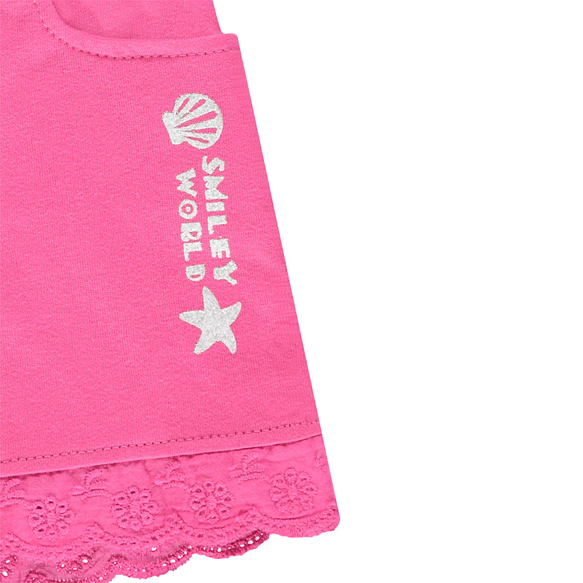 Ensemble avec débardeur print Smiley et short avec dentelle 