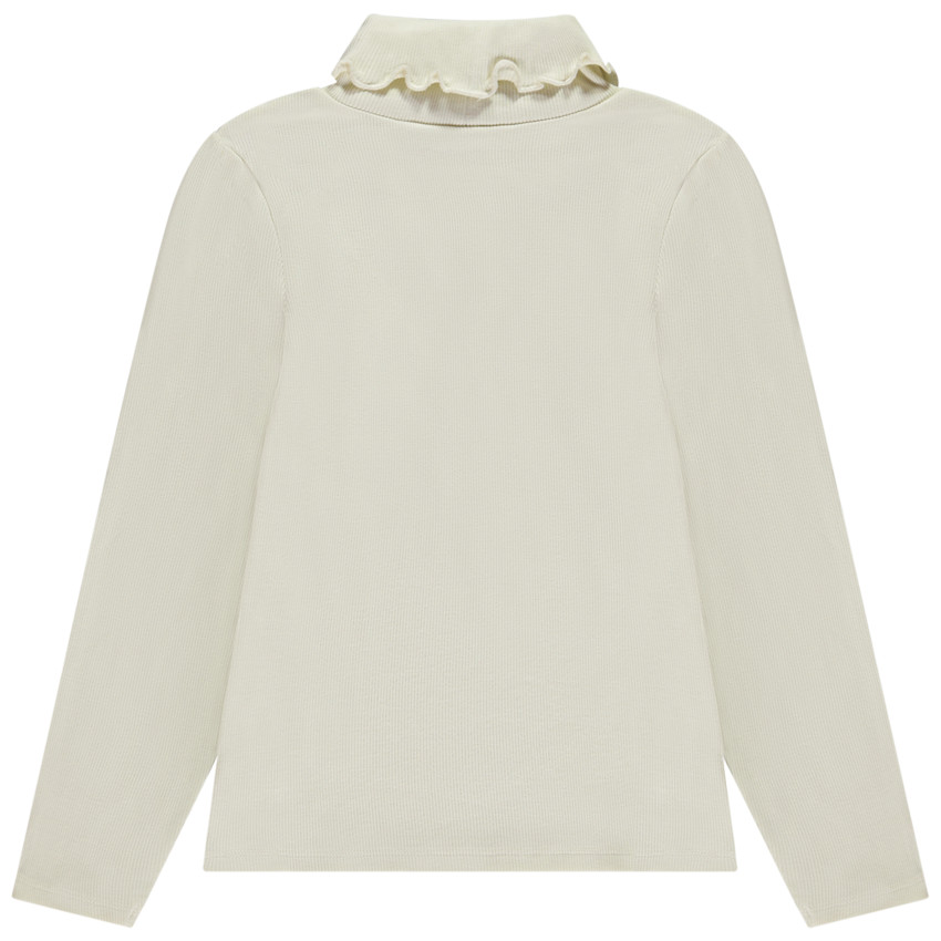 Sous-pull côtelé à col roulé effet ondulé pour fille 