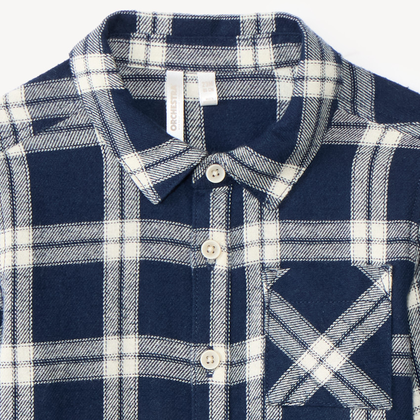 Chemise manches longues bébé garçon en flanelle à carreaux 