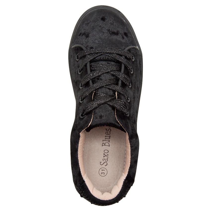 Baskets basses en velours avec lacets irisés 