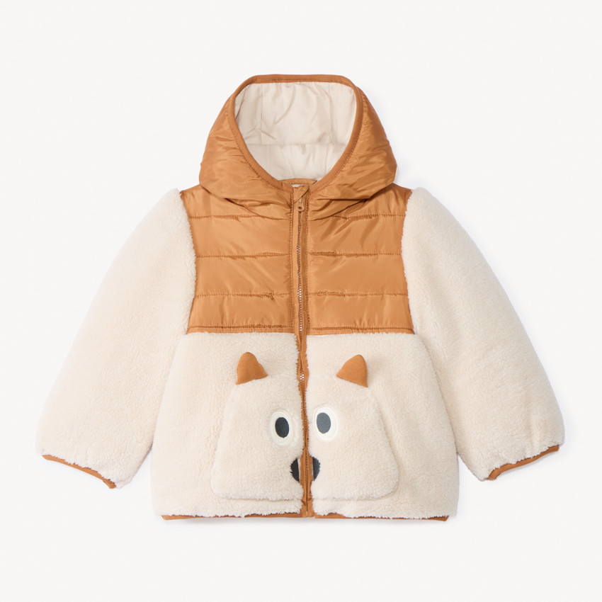 Veste ludique bi-matière à capuche pour bébé garçon 