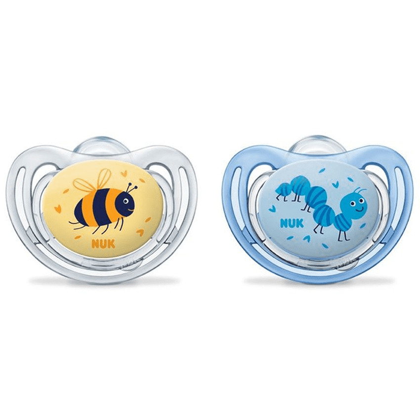 Lot de 2 sucettes Freestyle 6/18 mois - Jaune/Bleu 