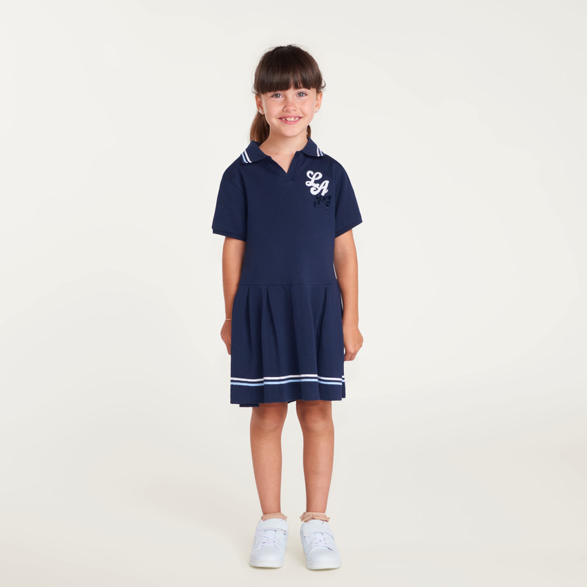 Robe écolière fille à manches courtes avec broderie "LA" 