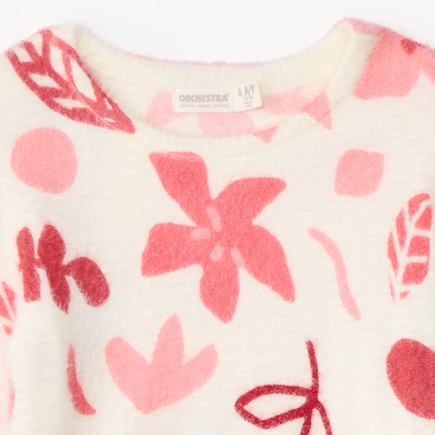 Pull manches longues en tricot digital print pour fille  