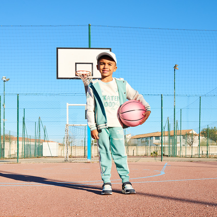 Jogging molleton printé à bandes pour garçon 
