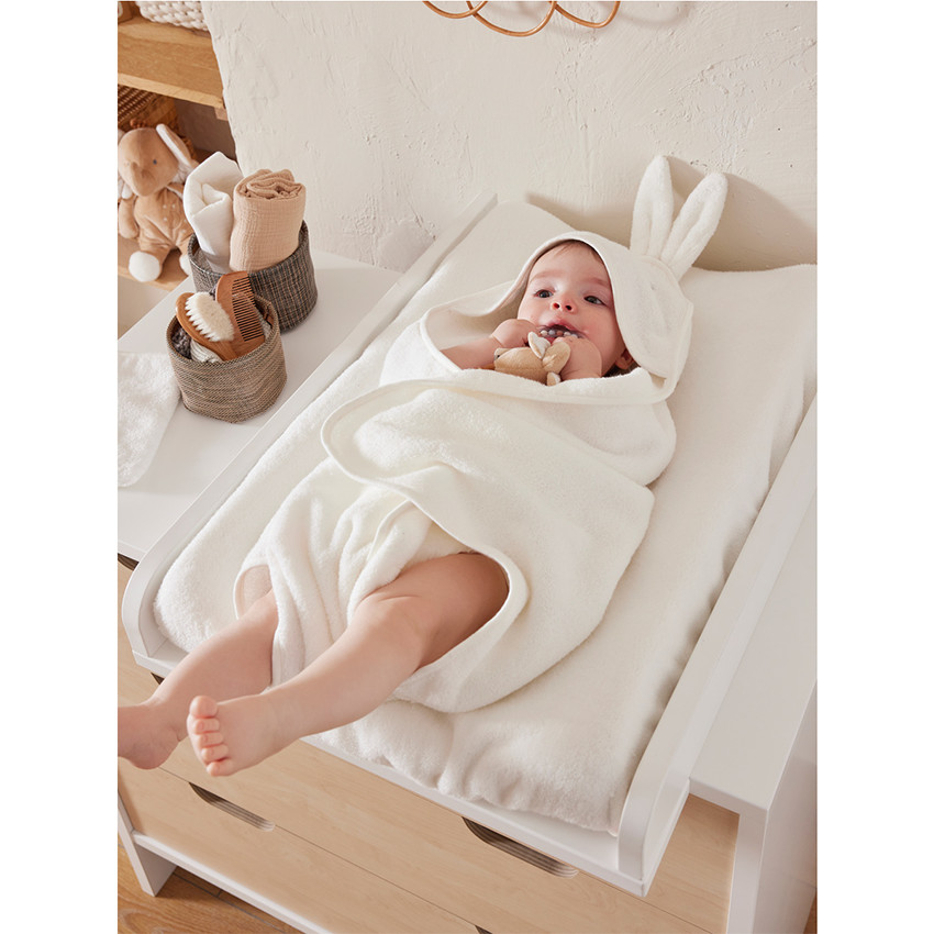 Cape de bain + gant de toilette B&M Snow - Blanc (Noukies) - Image 4