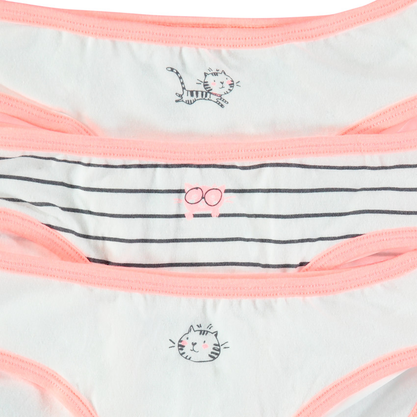 Lot de 3 culottes en coton bio à chats printés 
