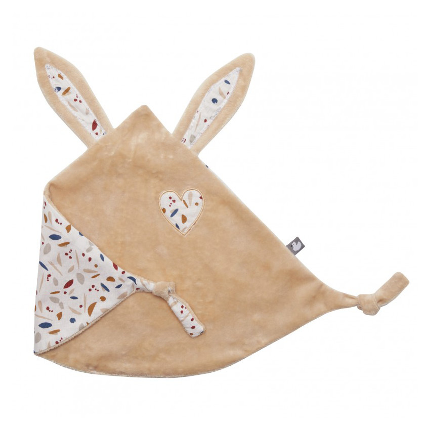 Doudou plat lapin avec coeur brodé - Portofino Main Doudou plat lapin avec coeur brodé - Portofino