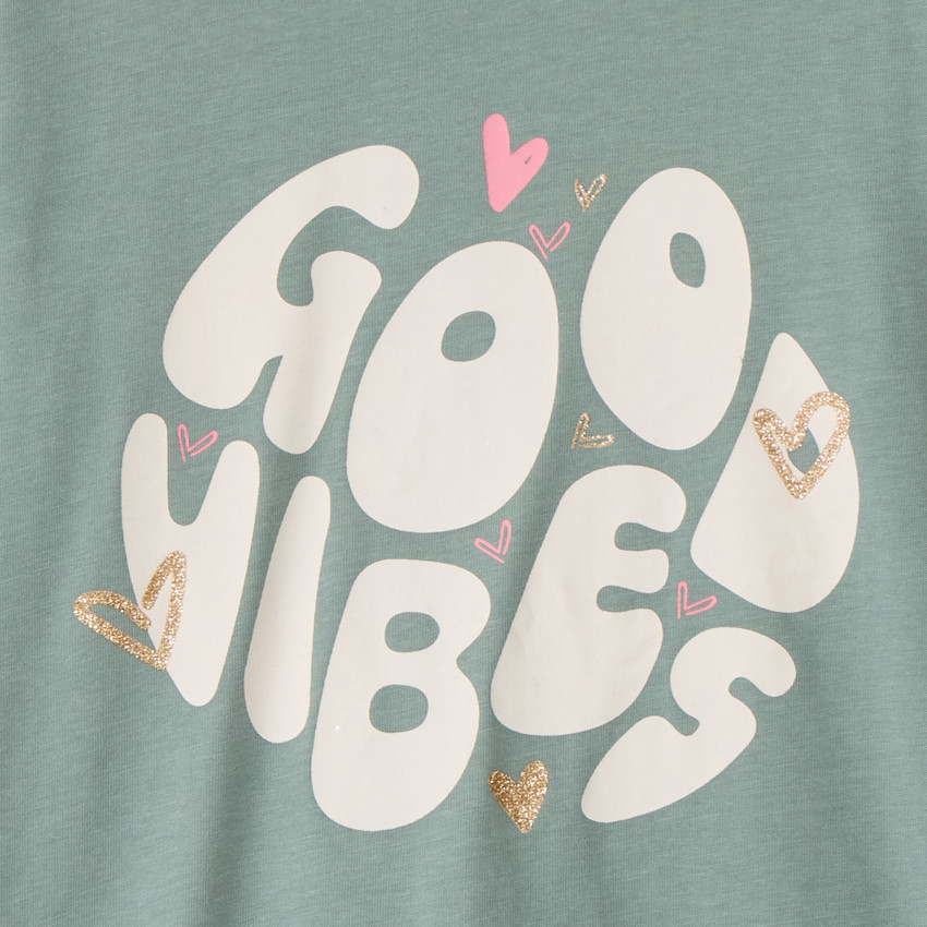 T-shirt manches longues fantaisie pailletée pour fille  