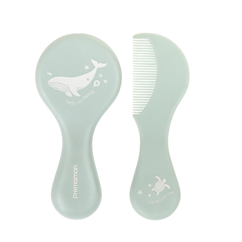 Set de coiffure brosse et peigne vert 