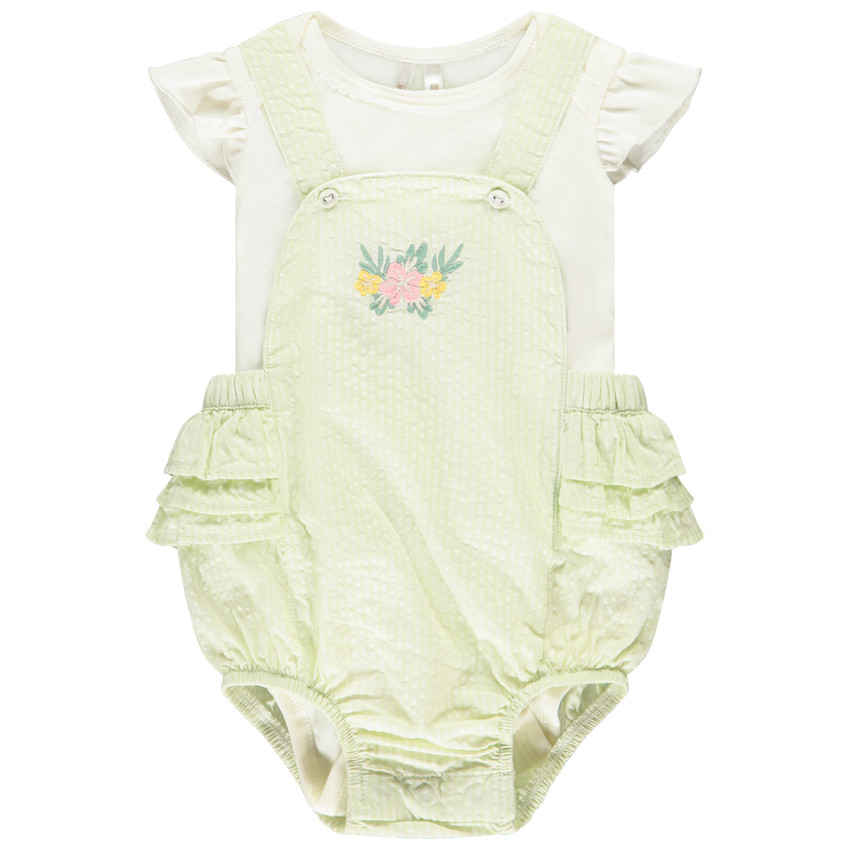 Ensemble 2 pièces avec barboteuse rayée pour bébé fille 