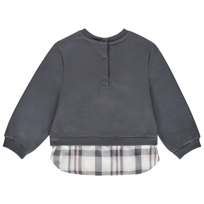Sweat bi-matière effet 2 en 1 pour bébé fille 