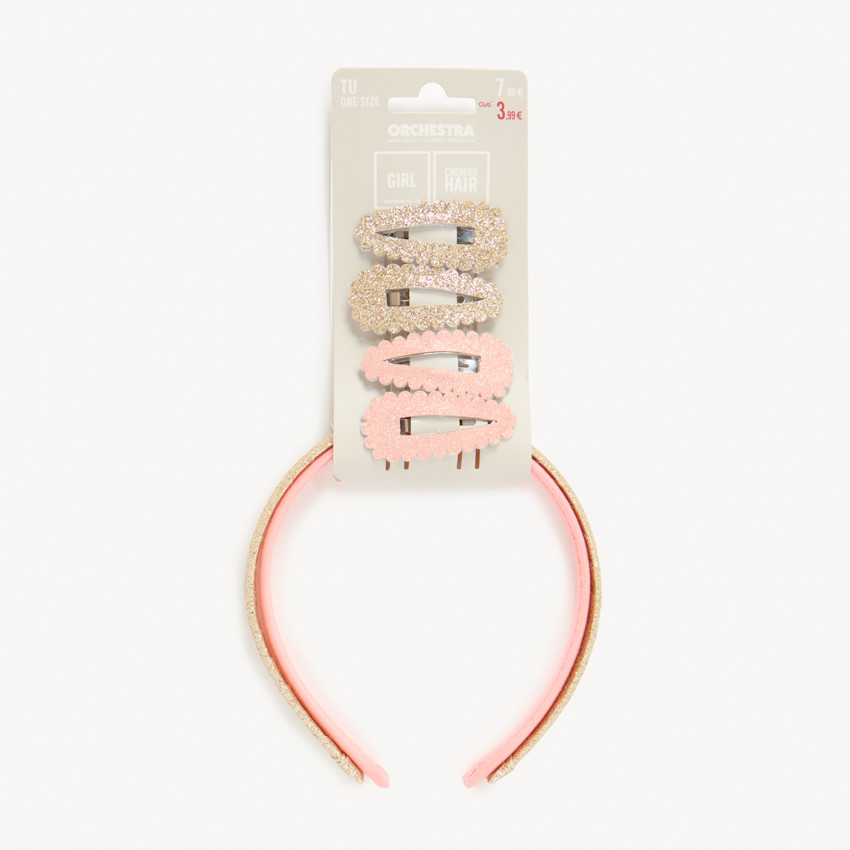 Set de 2 serre-têtes + 4 barrettes à paillettes pour fille 
