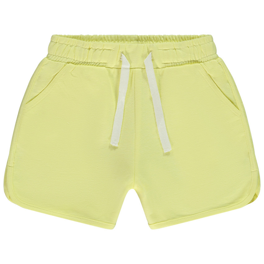 Short en molleton uni à cordon de serrage contrasté pour fille