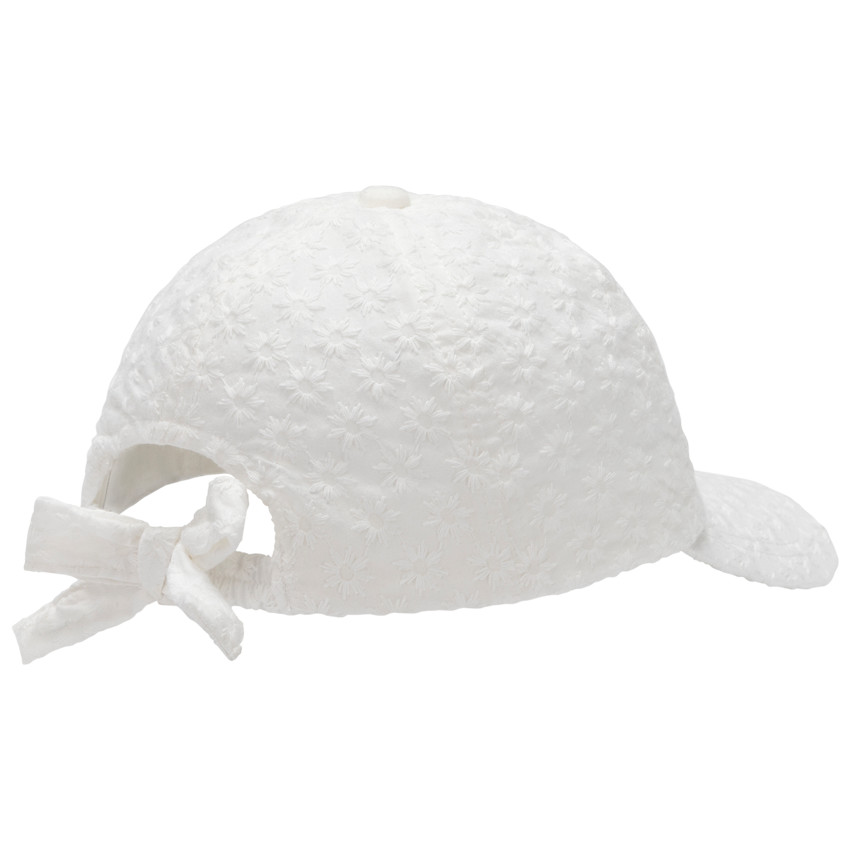 Casquette en broderie anglaise avec nœud pour bébé fille 