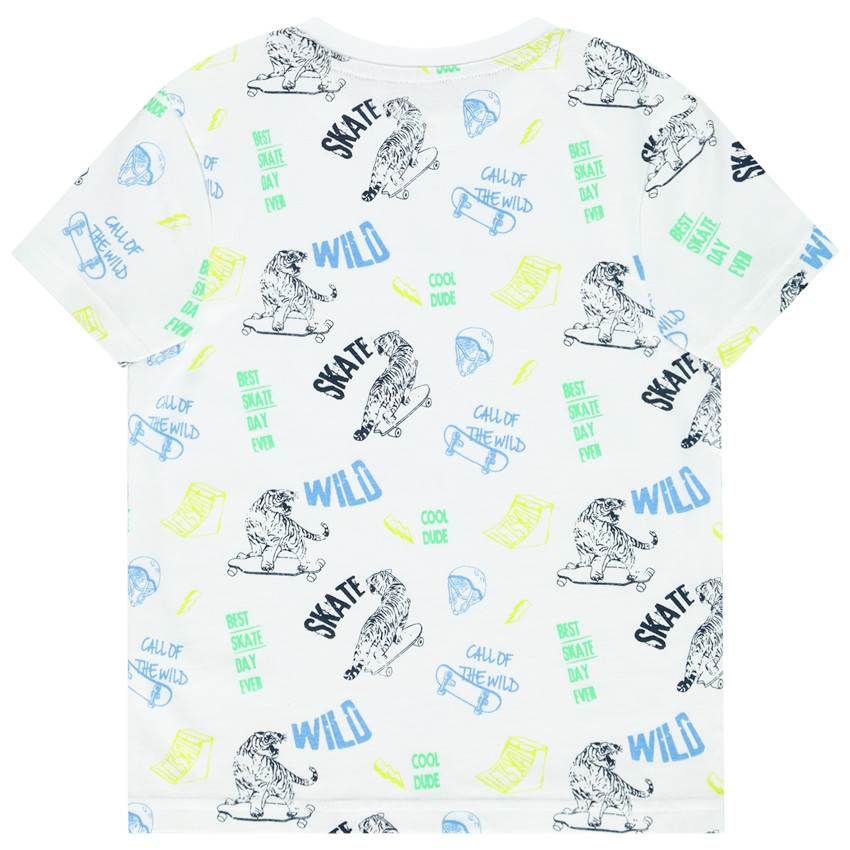 T-shirt en coton manches courtes imprimé all-over pour garçon 
