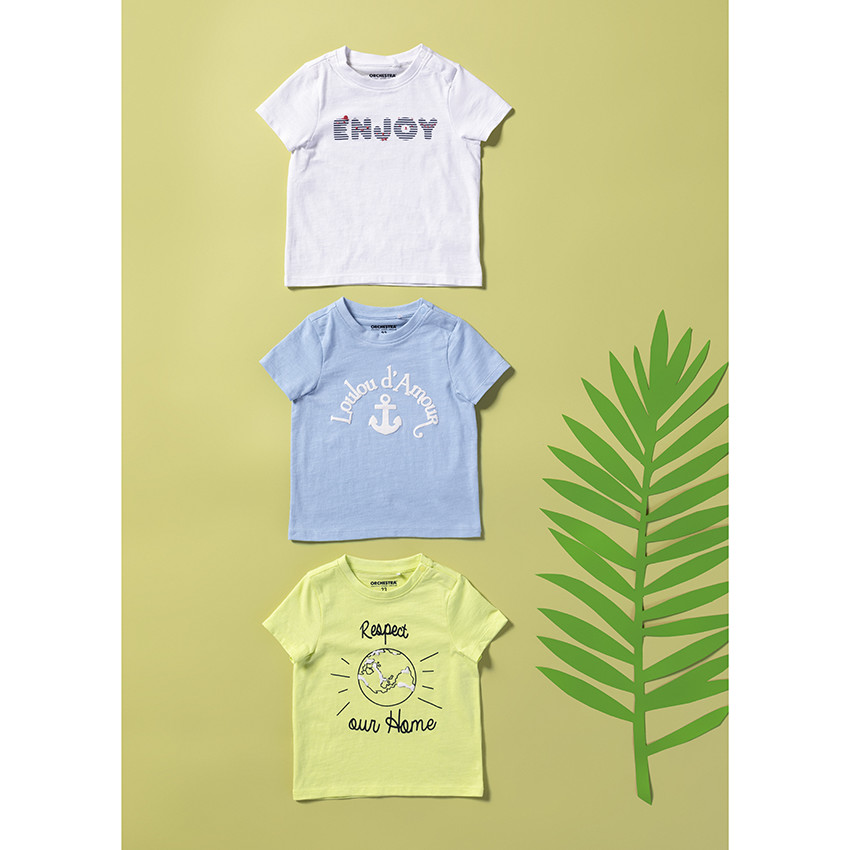 T-shirt manches courtes en coton à message printé 