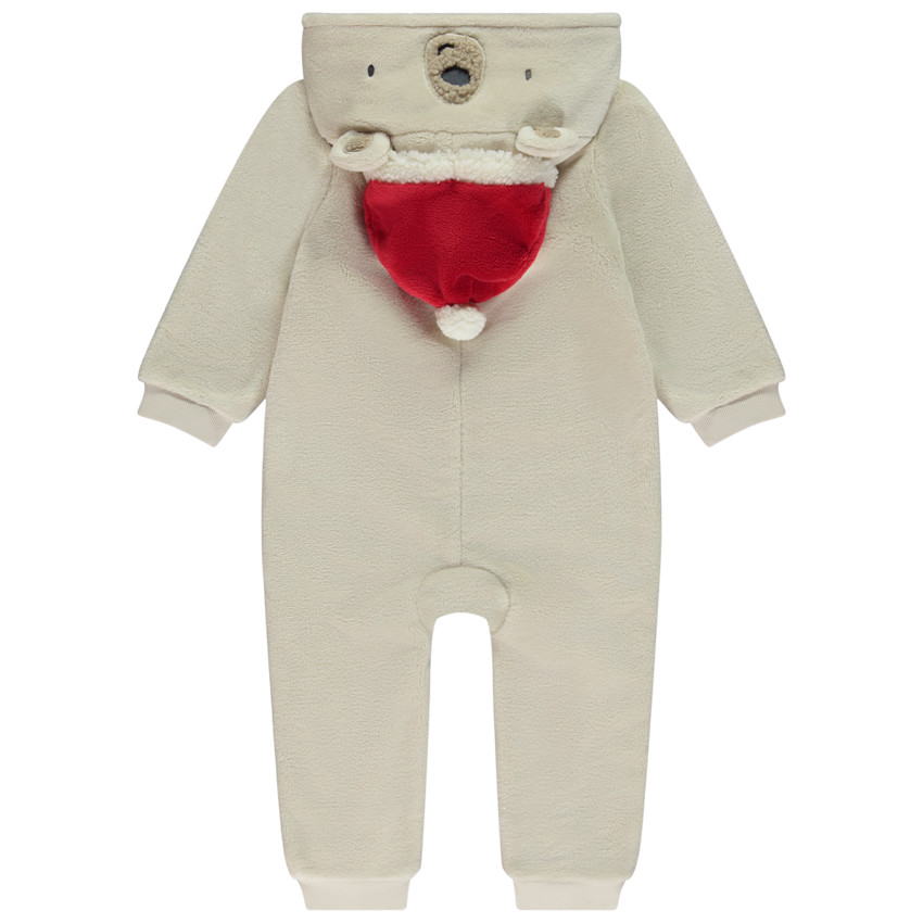 Surpyjama ourson ludique à capuche bonnet de Noël pour bébé garçon 