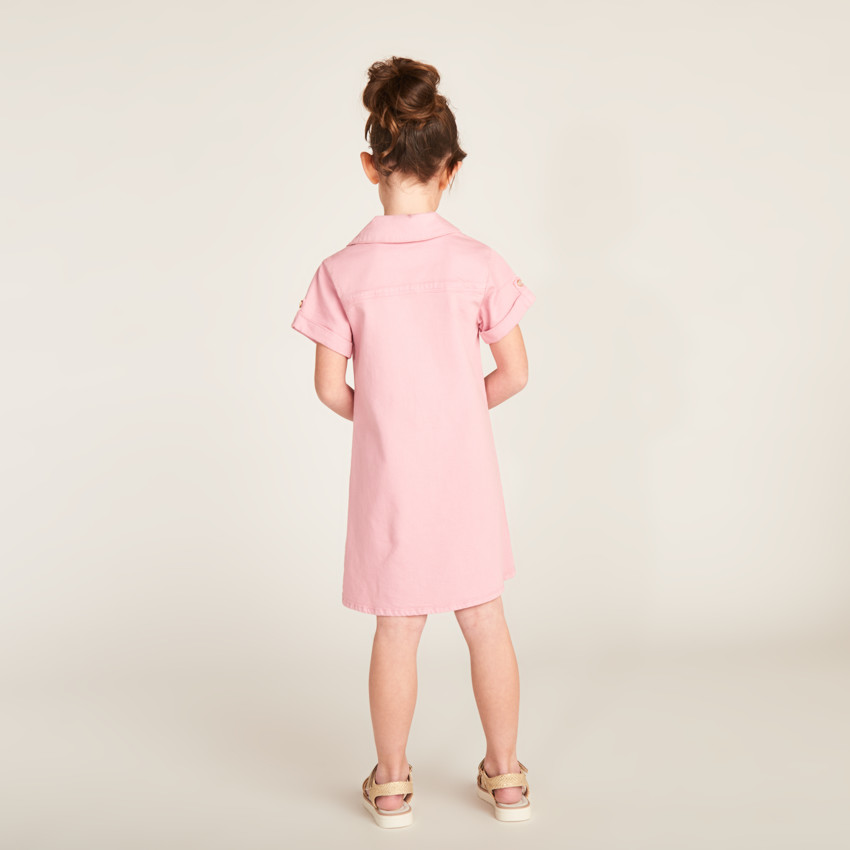 Robe chemise manches courtes en jean uni pour fille 