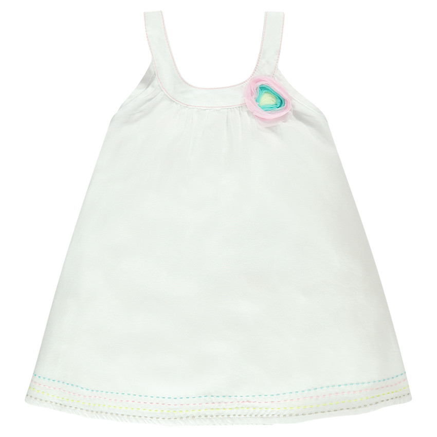 Tunique blanche satinée avec fleur en tulle 