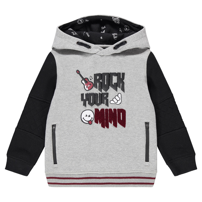 Sweat en molleton avec texte en relief et print Smiley 