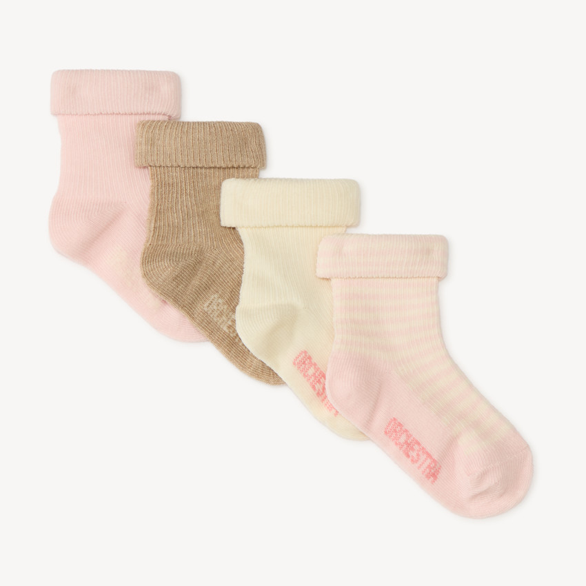 Lot de 4 paires de chaussettes retroussables en tricot pour bébé fille
