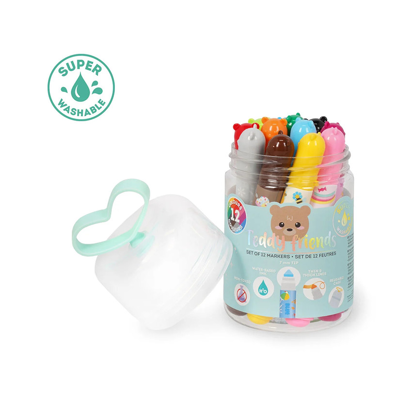 Set de 12 feutres oursons à encres lavables Teddy Friends 