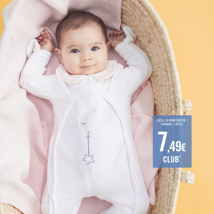 Dors-bien en velours à col Claudine et lune brodée 