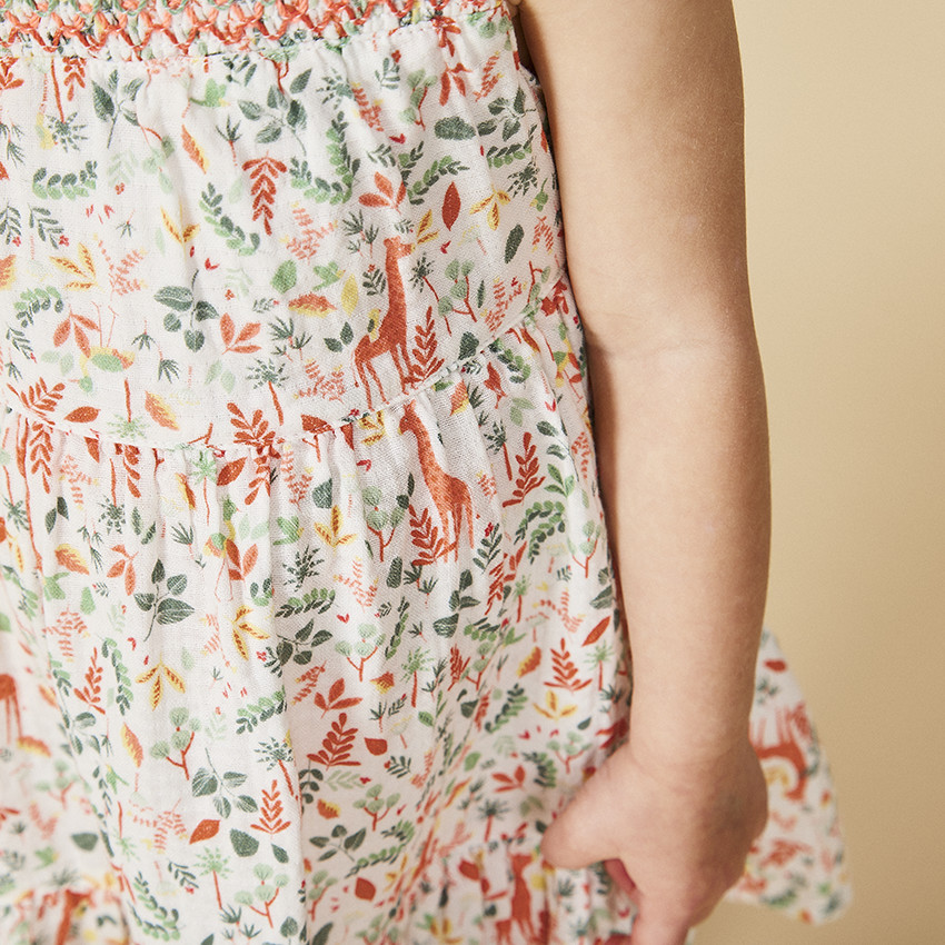 Ensemble robe + bandeau imprimé végétal pour bébé fille 