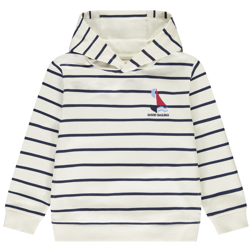Sweat à capuche marinière fantaisie en molleton pour garçon