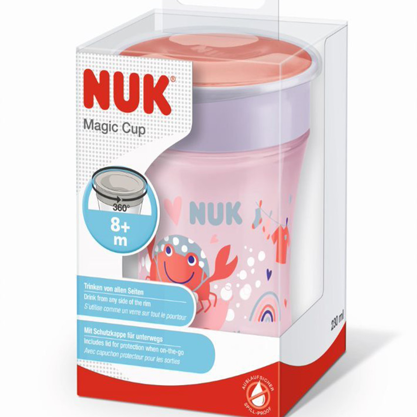 Tasse Magic Cup 360° en silicone pour fille 8 mois + - Rose 