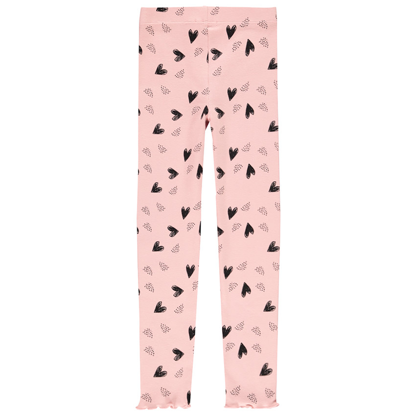Legging côtelé imprimé coeurs pour enfant fille 