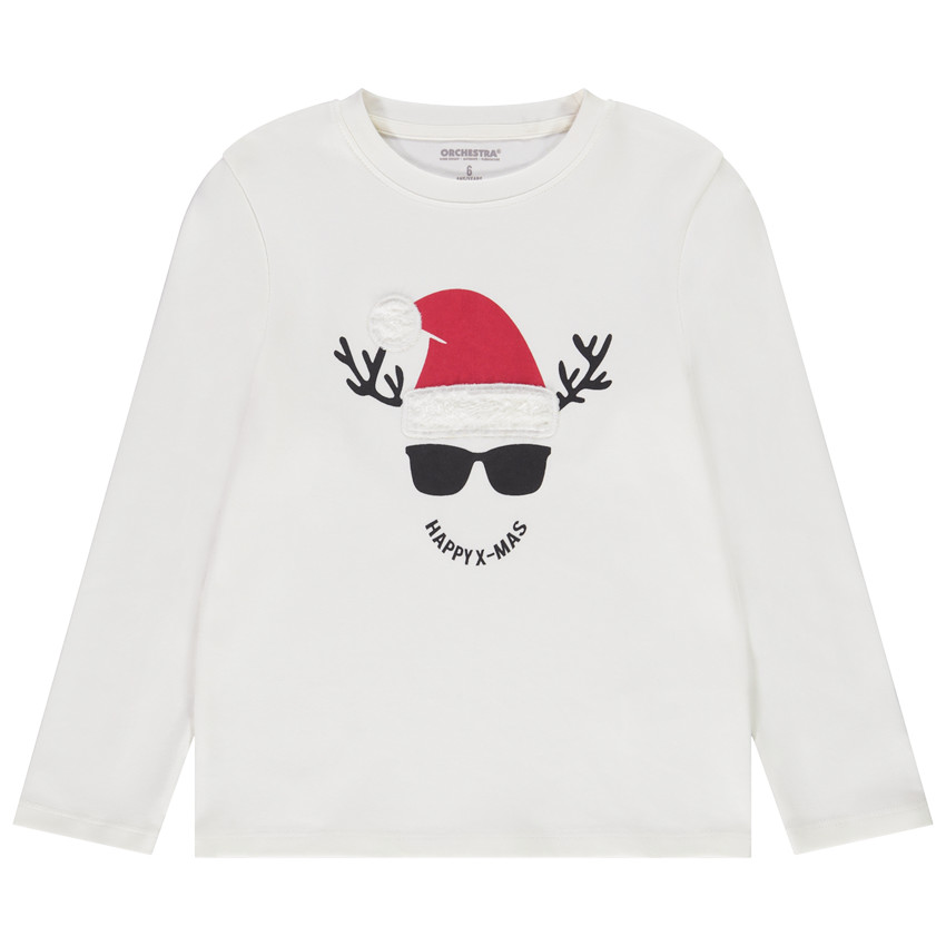 T-shirt manches longues en coton avec visuel ludique Noël 