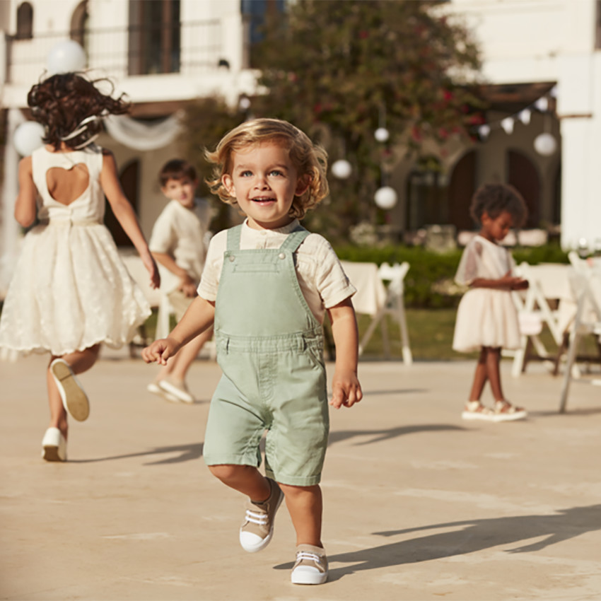 Salopette courte en toile pour bébé garçon