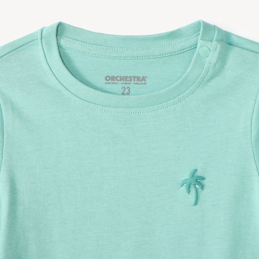 Lot de 3 t-shirts manches courtes unis broderie palmier pour bébé garçon 