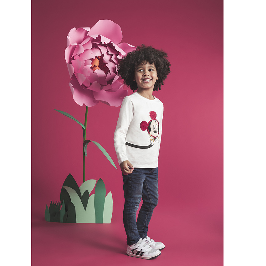 T-shirt manches longues en jersey print Mickey Disney et sequins magiques 