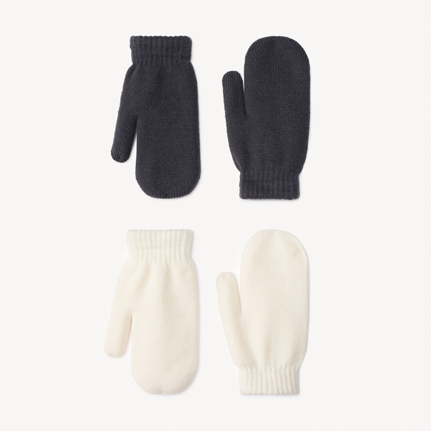 Lot de 2 paires de moufles en tricot uni pour fille