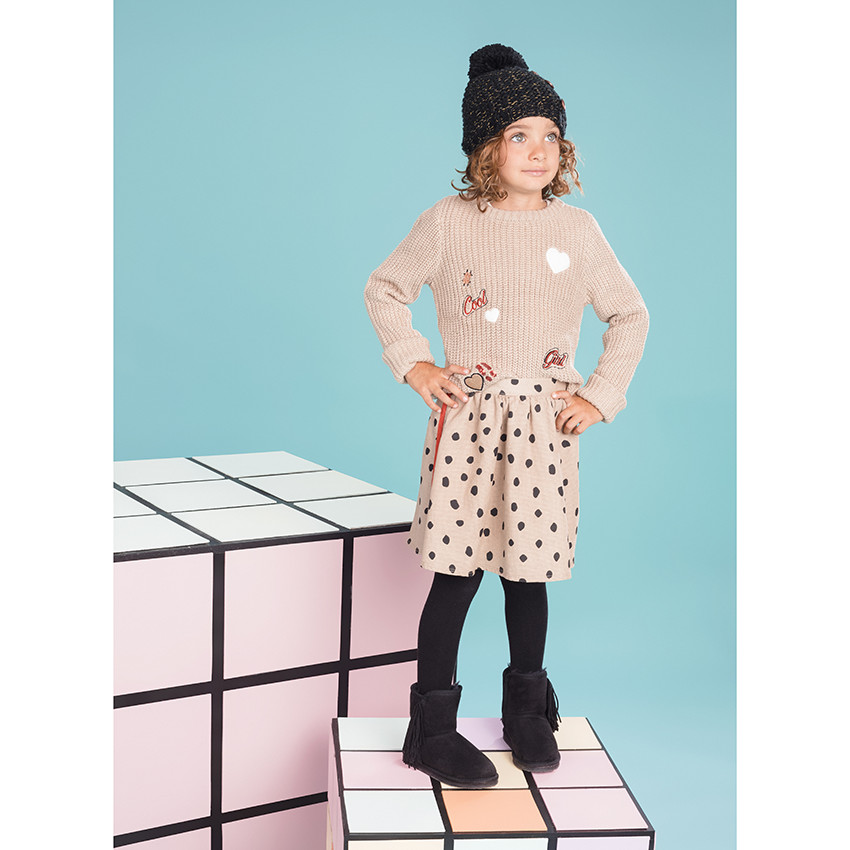 Jupe courte à pois en nid d'abeille 