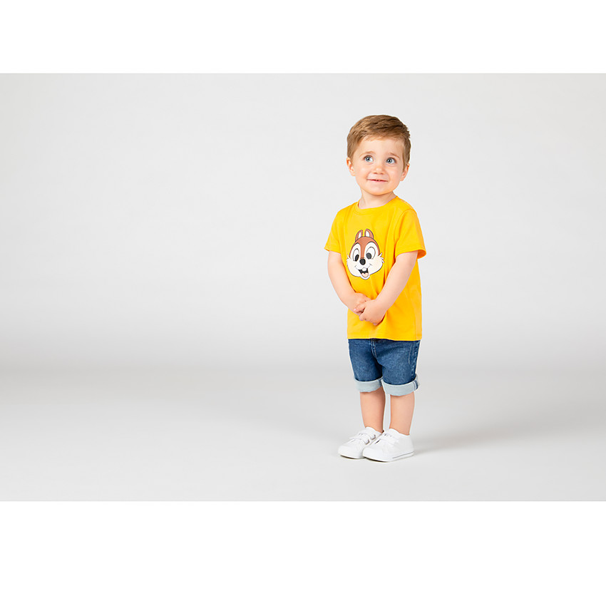 T-shirt manches courtes jaune en coton print Tic & Tac Disney 
