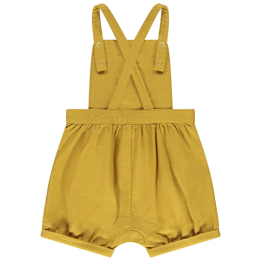 Salopette courte en coton armuré avec broderie pour bébé fille 