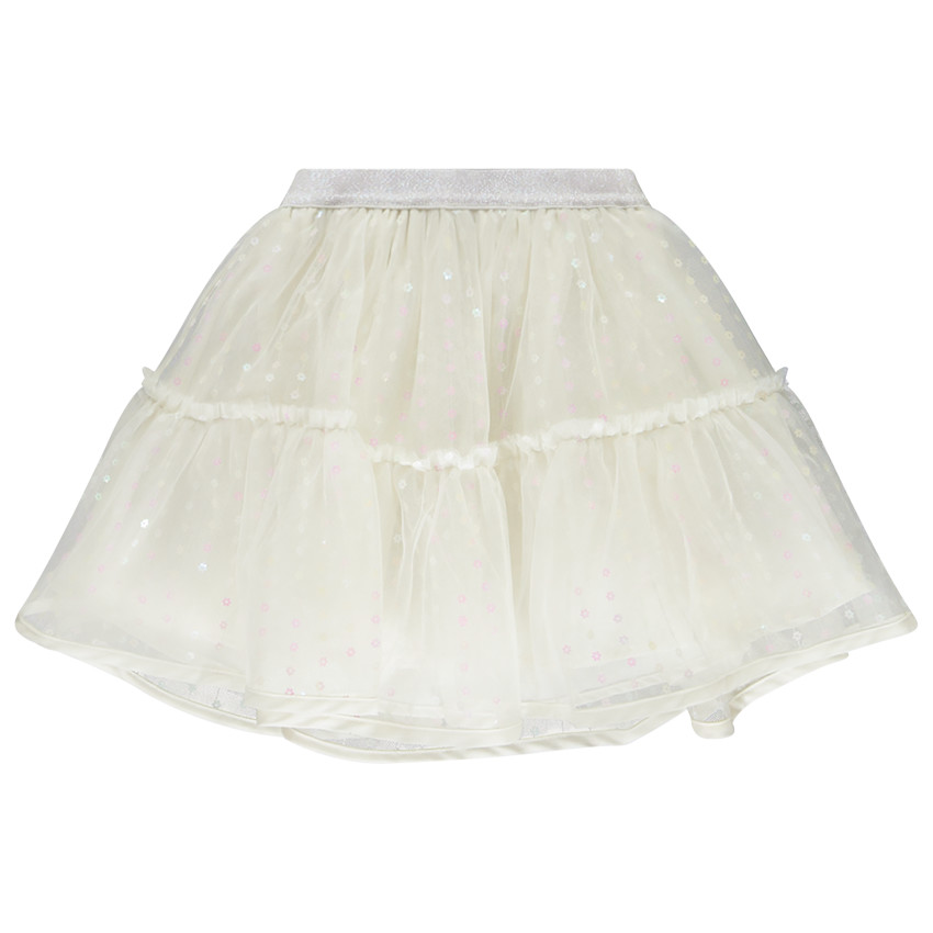 Jupe en tulle volanté avec sequins fleurs irisés pour bébé fille 