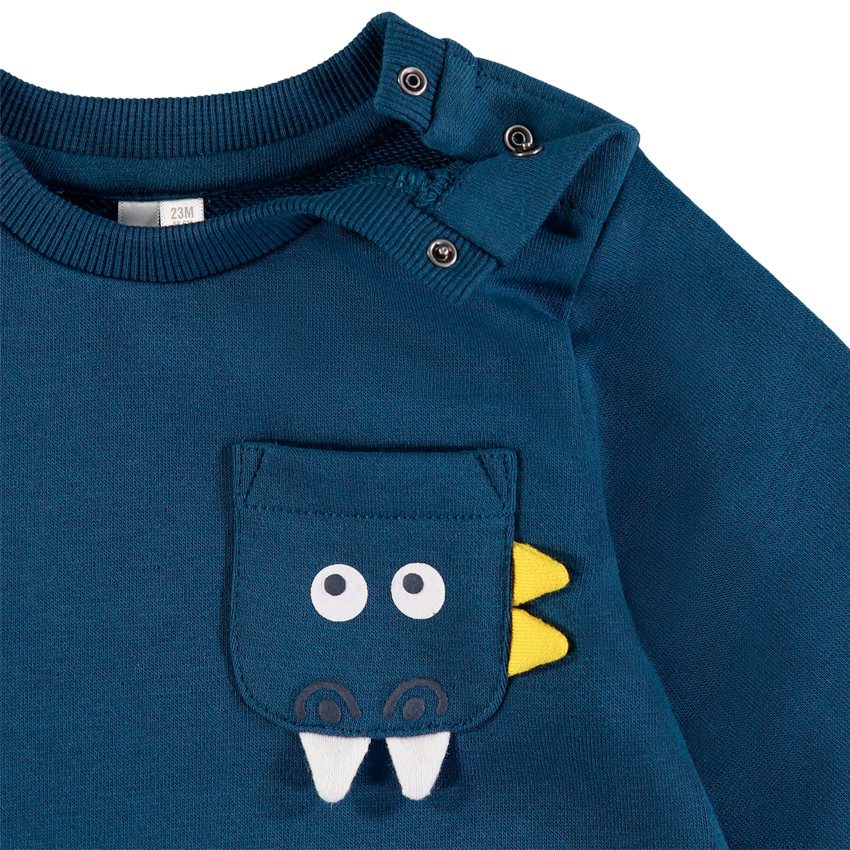 Jogging en molleton bicolore motif dragon pour bébé garçon 