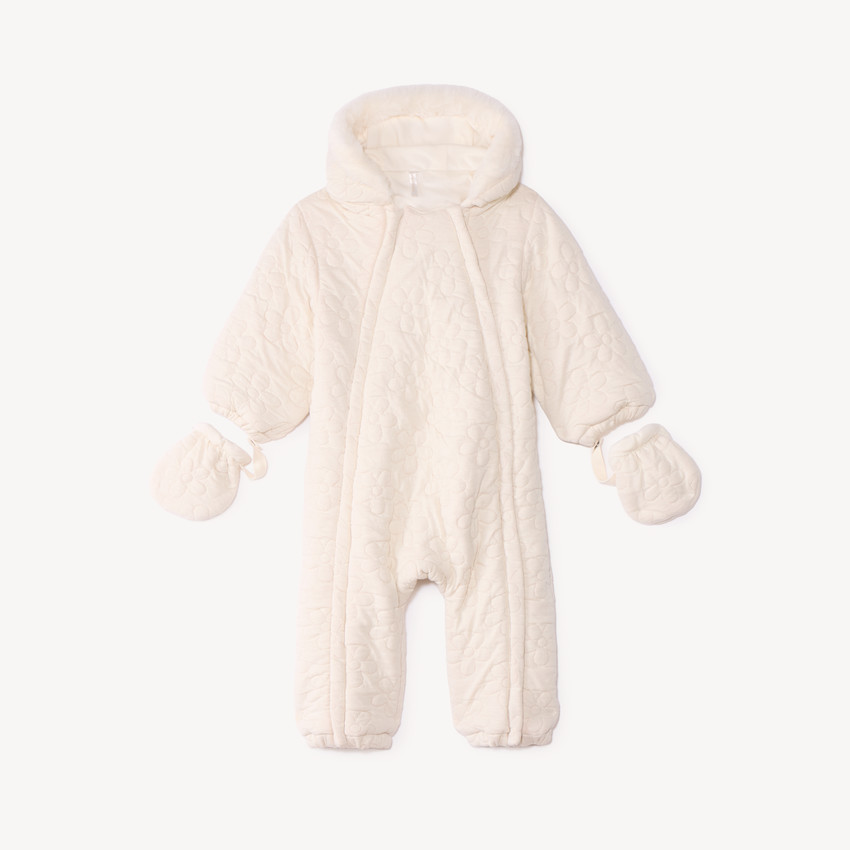 Combi-pilote bébé fille matelassé fleurs  